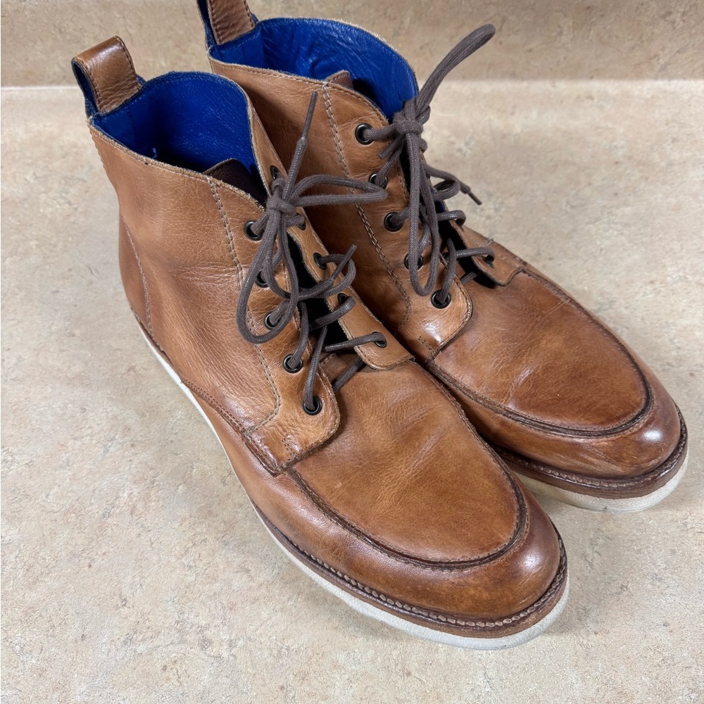 BED|STU Brown Leather Chukka Boots with Blue Interior